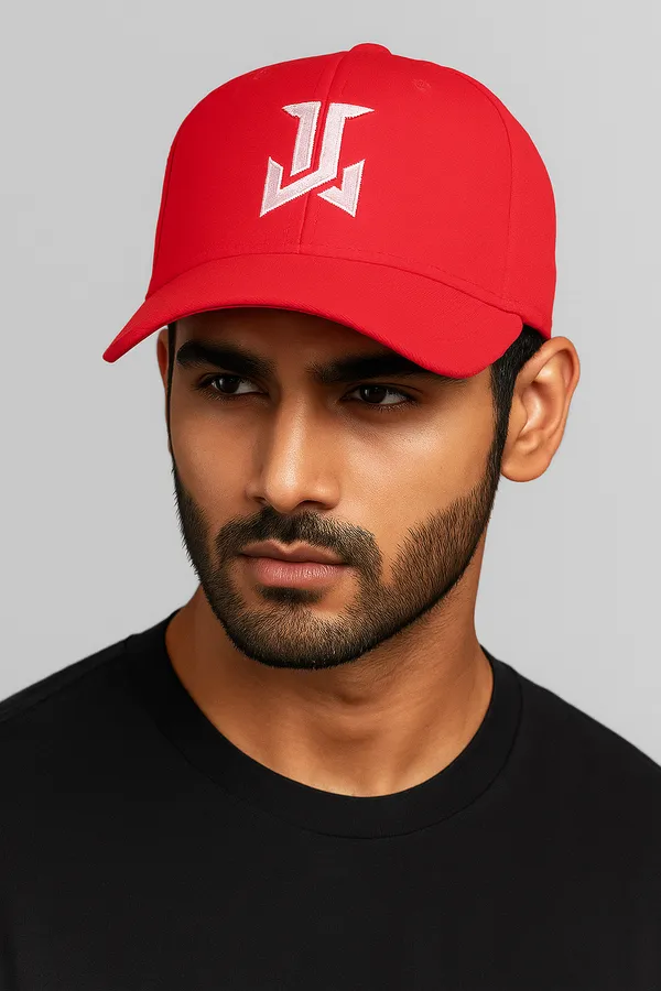 Red_Stylish_Baseball_Cap_Made_From_Premium_Polyester_With_Adjustable_Metal_Buckle_For_Unisex