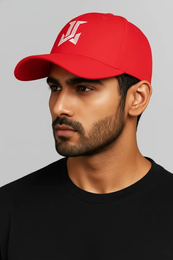 Red_Stylish_Baseball_Cap_Made_From_Premium_Polyester_With_Adjustable_Metal_Buckle_For_Unisex