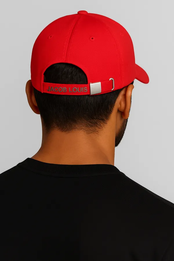 Red_Stylish_Baseball_Cap_Made_From_Premium_Polyester_With_Adjustable_Metal_Buckle_For_Unisex