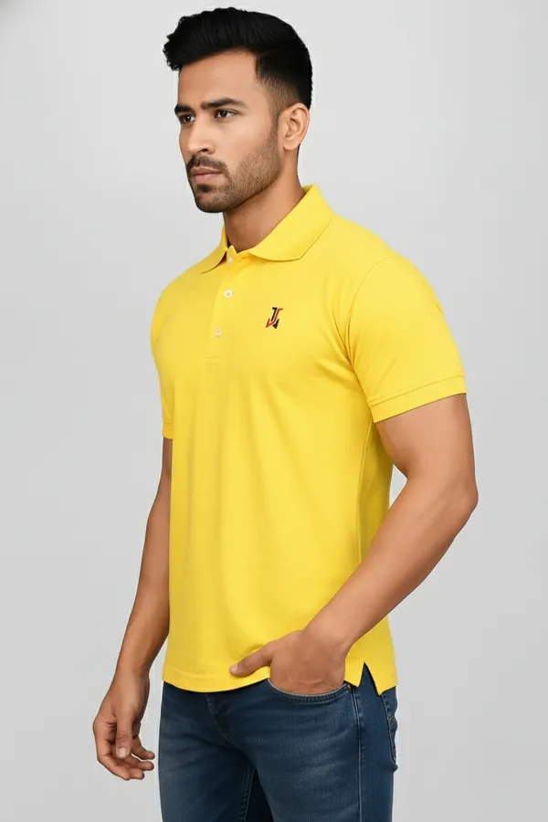 Yellow_Half_Sleeve_Pure_Cotton_Fabric_Polo_T-Shirt_|_For_Men
