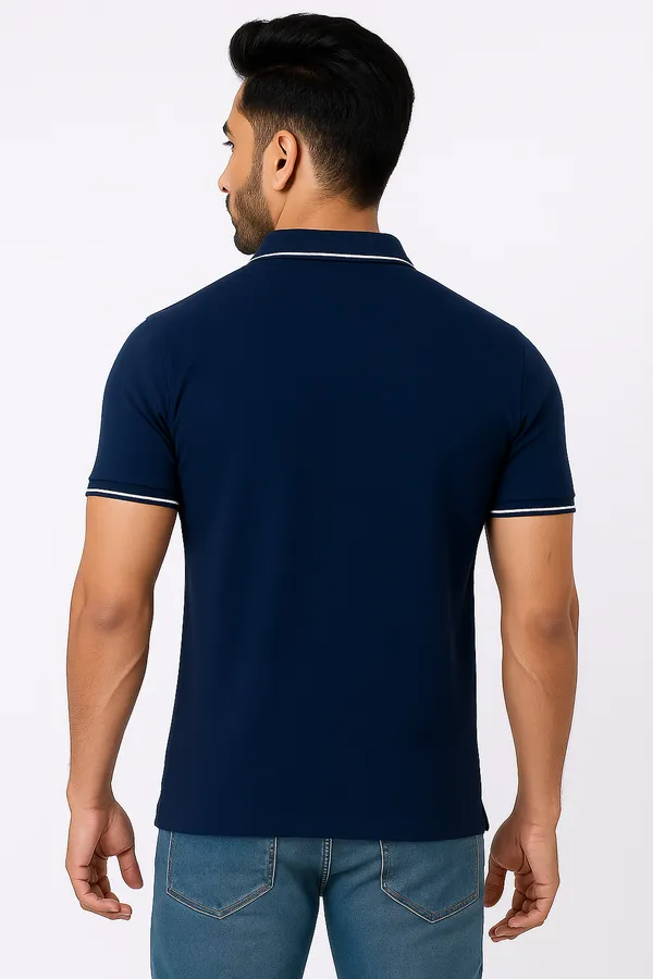 Navy_Blue_Half_Sleeve_Poly_Cotton_Fabric_Polo_T-Shirt_|_For_Men