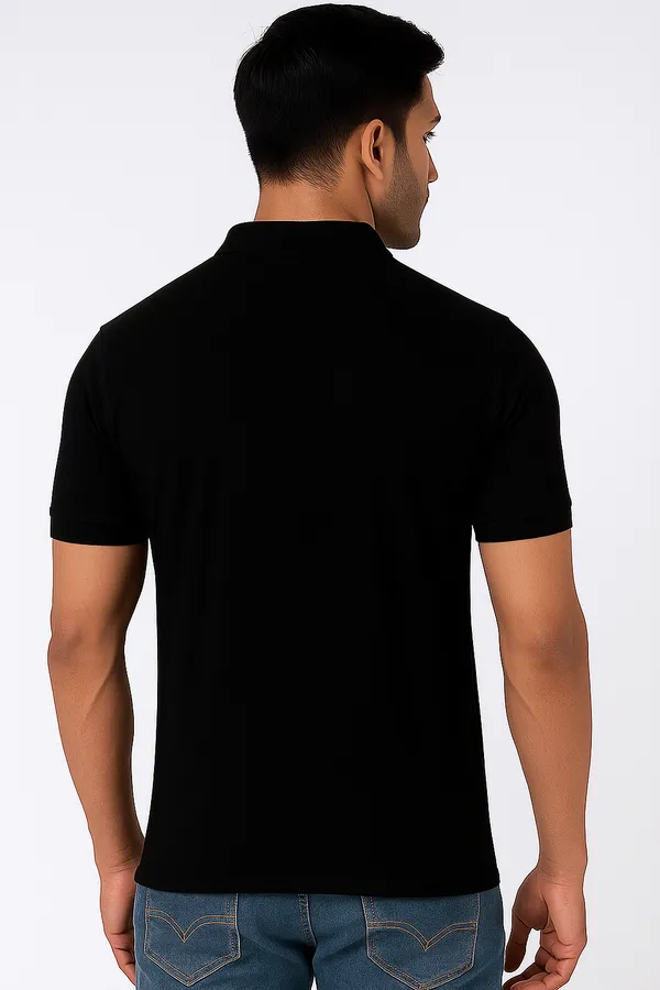 Black_Half_Sleeve_Pure_Cotton_Fabric_Polo_T-Shirt_|_For_Men