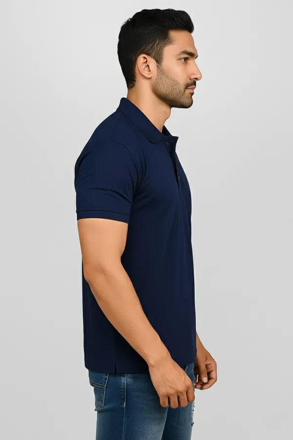 Navy_Blue_Half_Sleeve_Pure_Cotton_Fabric_Polo_T-Shirt_|_For_Men