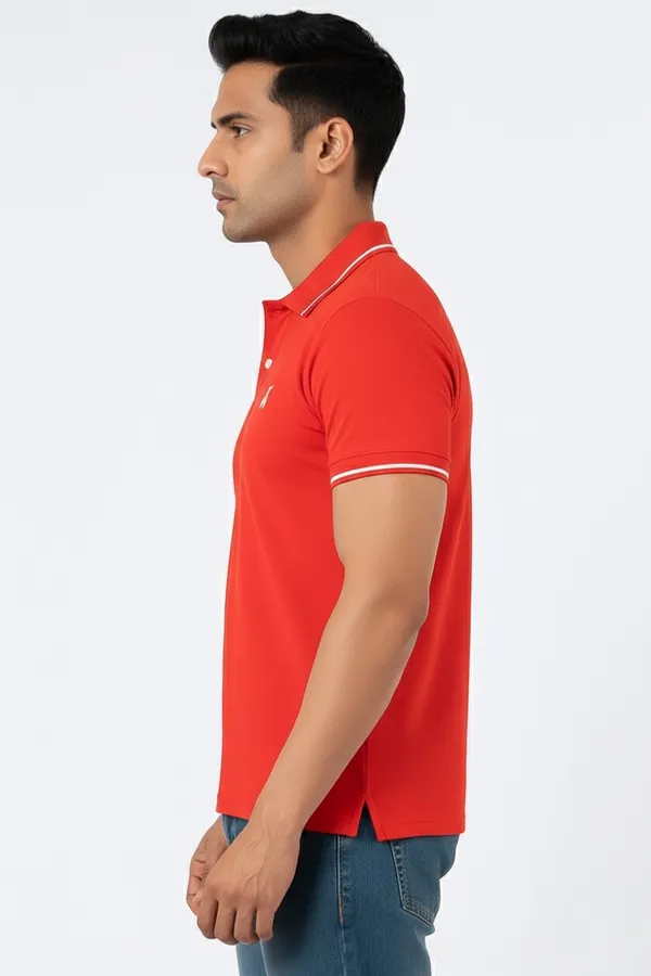 Red_Half_Sleeve_Poly_Cotton_Fabric_Polo_T-Shirt_|_For_Men