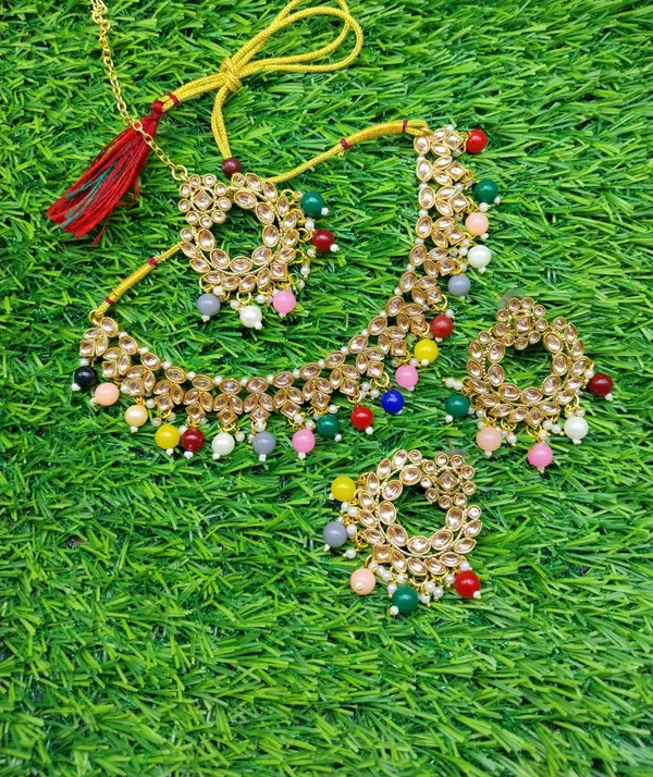 Multicolor_Gold_Plated_Necklace,_Chain_&_Earring_Set_For_Girls_&_Baby_Girls