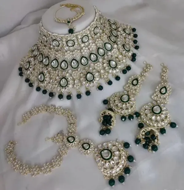 Green_Gold_Plated_Necklace,_Earring_&_Maang_Tikka_Set_For_Women