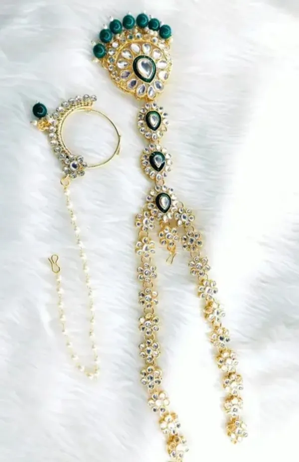 Green_Gold_Plated_Necklace,_Earring_&_Maang_Tikka_Set_For_Women