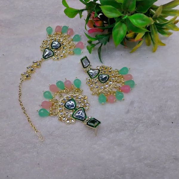 Pink_Rhodium_Necklace,_Mangalsutra_&_Earring_Set_For_Women