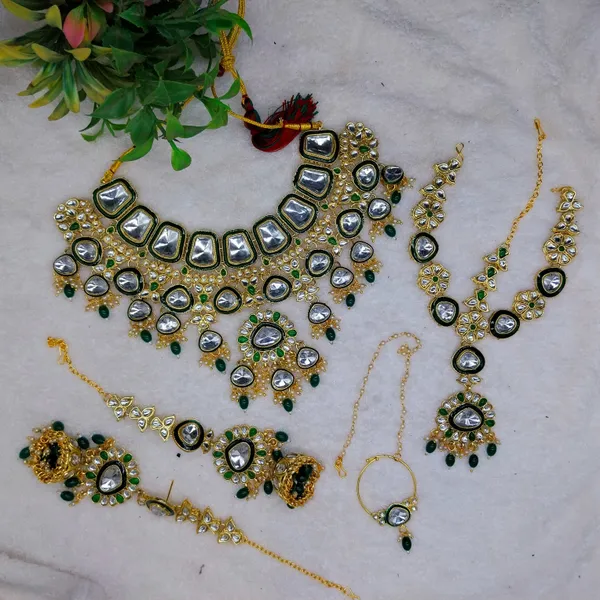 Green_Gold_Plated_Necklace,_Earring_&_Maang_Tikka_Set_For_Women