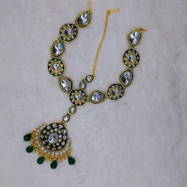Green_Gold_Plated_Necklace,_Earring_&_Maang_Tikka_Set_For_Women