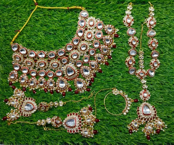 Red_Gold_Plated_Necklace,_Earring_&_Maang_Tikka_Set_For_Women