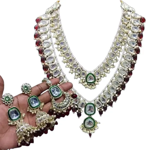 Maroon_Gold_Plated_Necklace,_Earring_&_Maang_Tikka_Set_For_Girls_&_Women