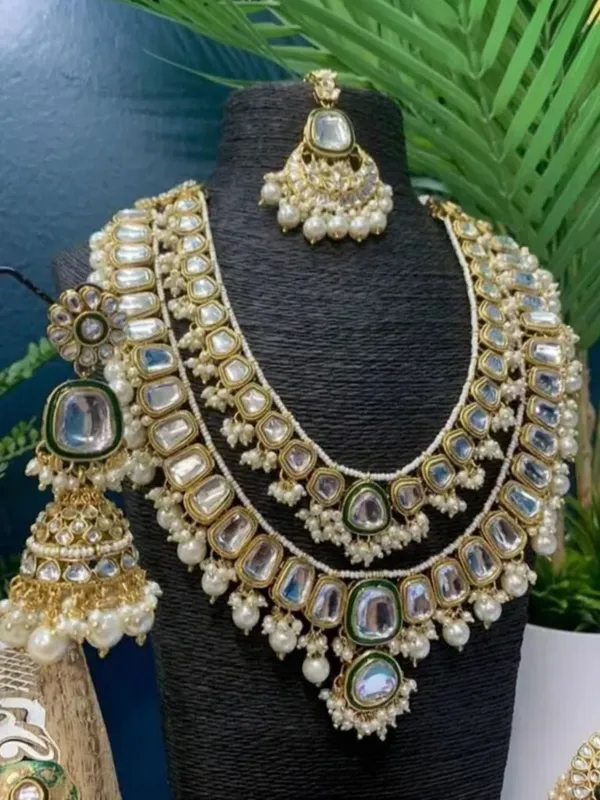 White_&_Gold_Gold_Plated_Necklace,_Mangalsutra_&_Earring_Set_For_Girls_&_Women