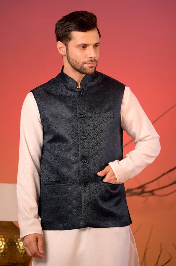 Midnight_Blue_Jacquard_Textured_Nehru_Jacket_For_Men
