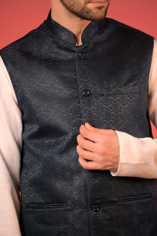 Midnight_Blue_Jacquard_Textured_Nehru_Jacket_For_Men