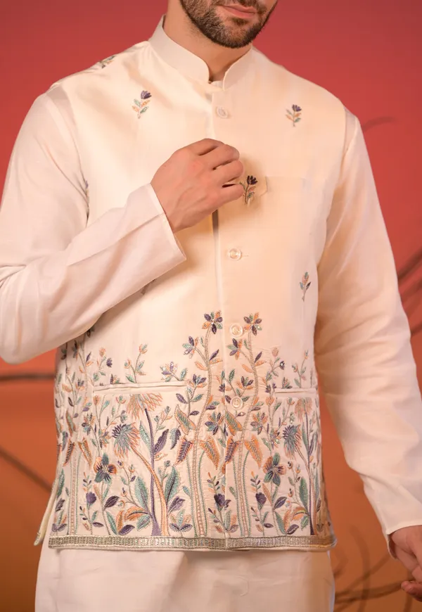 Ivory_Floral_Embroidered_Nehru_Jacket_For_Men