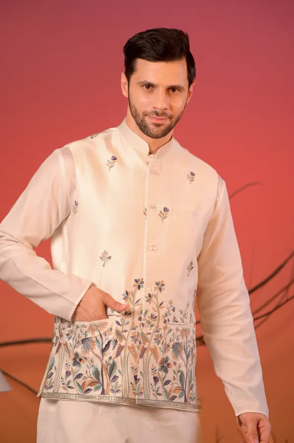 Ivory_Floral_Embroidered_Nehru_Jacket_For_Men