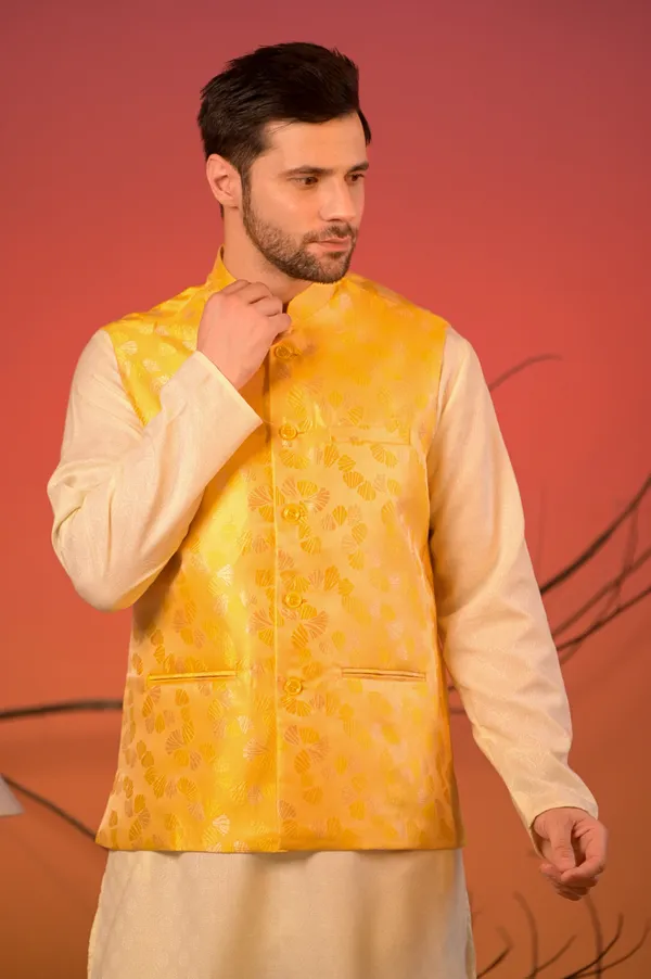 Yellow_Jacquard_Nehru_Jacket_For_Men