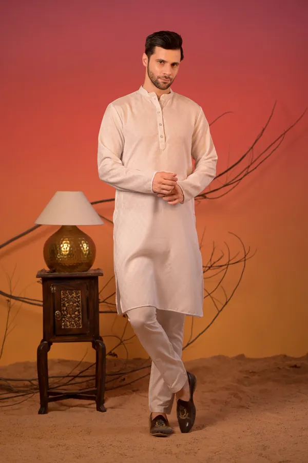 White_Jacquard_Kurta_With_Luxe_Black_Velvet_Nehru_Jacket_&_Trousers_Set_For_Men
