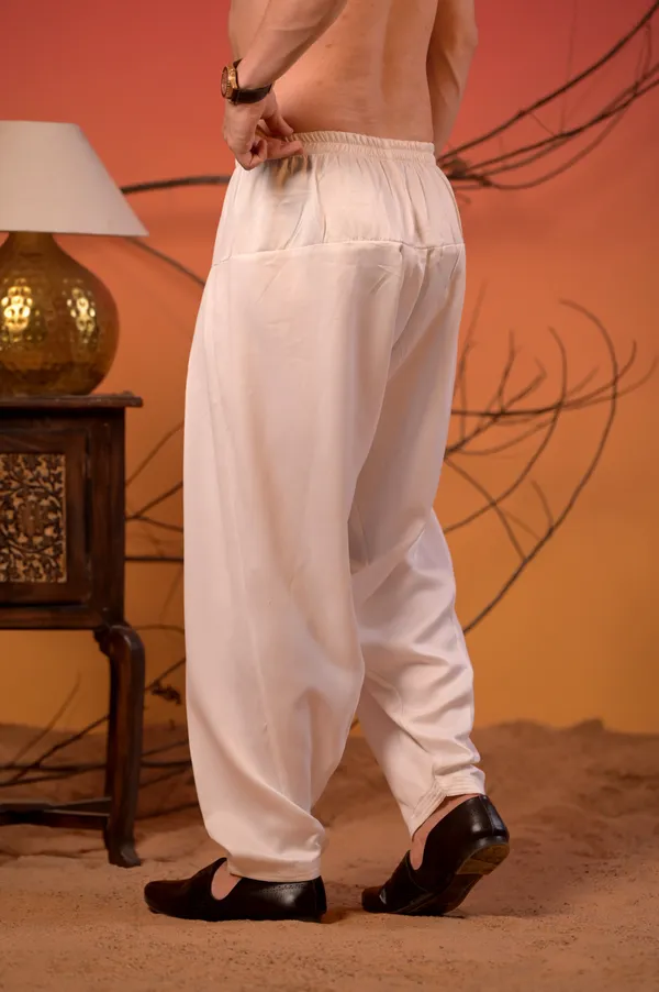 Black_Embroidered_Silk_Kurta_With_Sequin_Detailing_&_White_Salwar_Set_For_Men