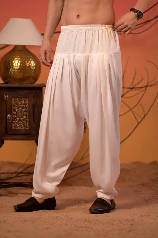 Off-White_Jacquard_Kurta_With_Subtle_Self-Design_&_White_Salwar_Set_For_Men