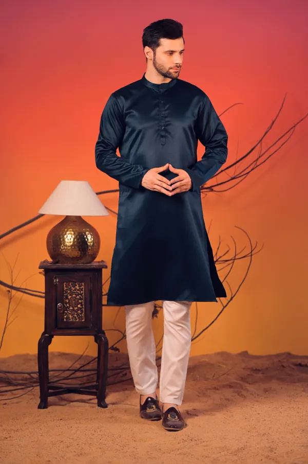 Midnight_Blue_Textured_Cotton_Jacquard_Kurta_�_Trousers_Set_For_Men