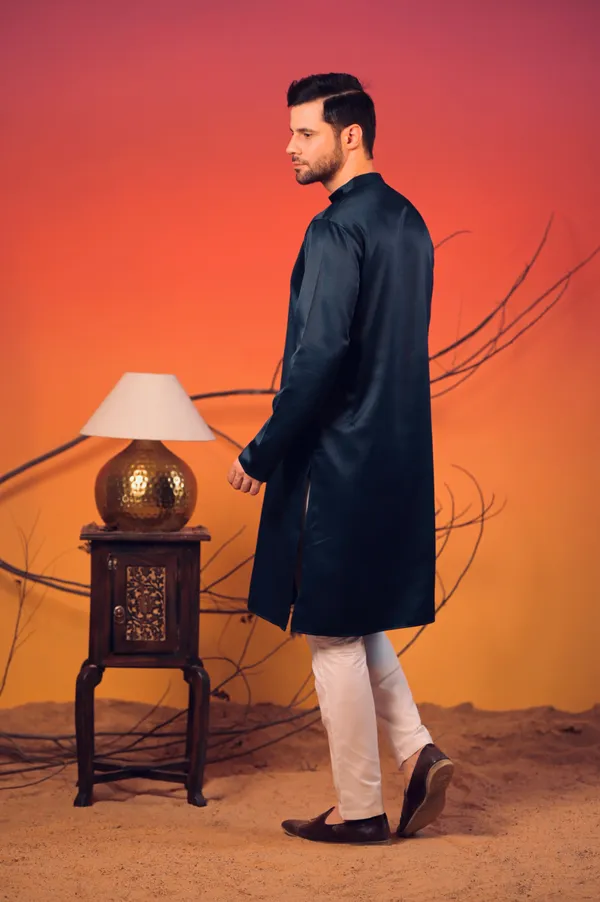 Midnight_Blue_Textured_Cotton_Jacquard_Kurta_�_Trousers_Set_For_Men