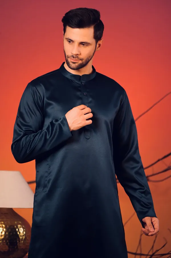 Midnight_Blue_Textured_Cotton_Jacquard_Kurta_�_Trousers_Set_For_Men