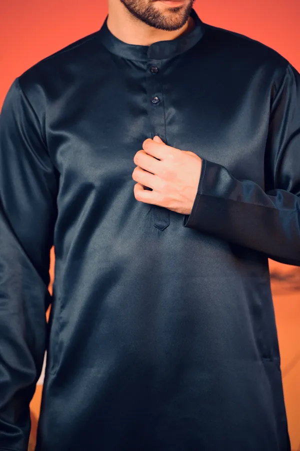 Midnight_Blue_Textured_Cotton_Jacquard_Kurta_�_Trousers_Set_For_Men