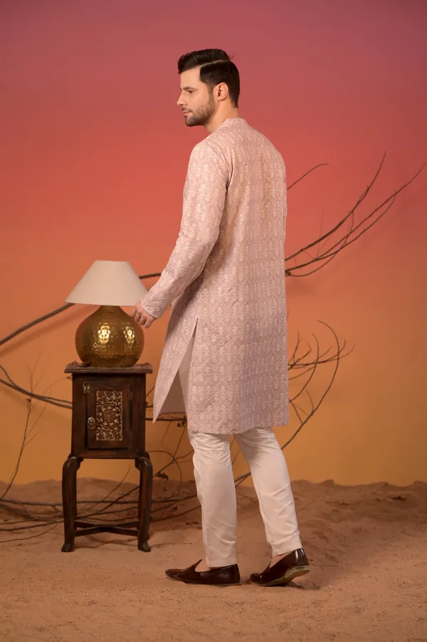 Dusty_Purple_Cotton_Kurta_With_Subtle_Sequin_Detailing_&_Trousers_Set_For_Men