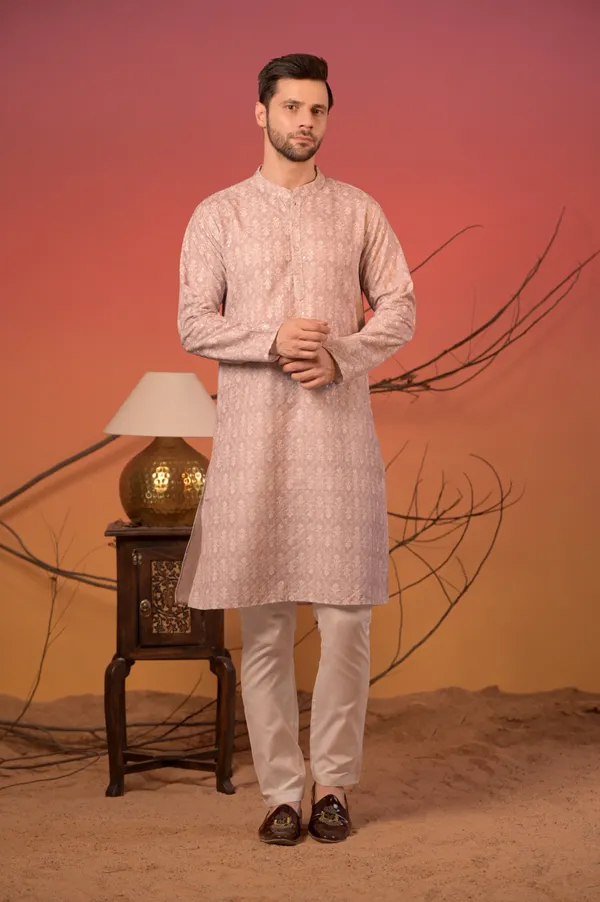 Dusty_Purple_Cotton_Kurta_With_Subtle_Sequin_Detailing_&_Trousers_Set_For_Men