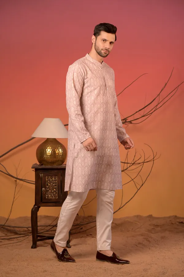 Dusty_Purple_Cotton_Kurta_With_Subtle_Sequin_Detailing_&_Trousers_Set_For_Men