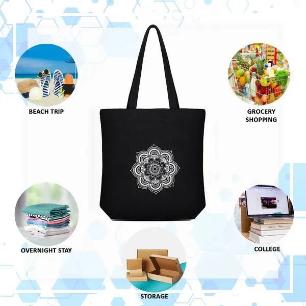 Black_Canvas_Abstract_Design_Tote_Bag_With_Zipper_And_Pocket