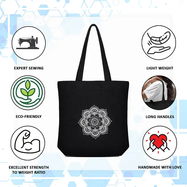 Black_Canvas_Abstract_Design_Tote_Bag_With_Zipper_And_Pocket