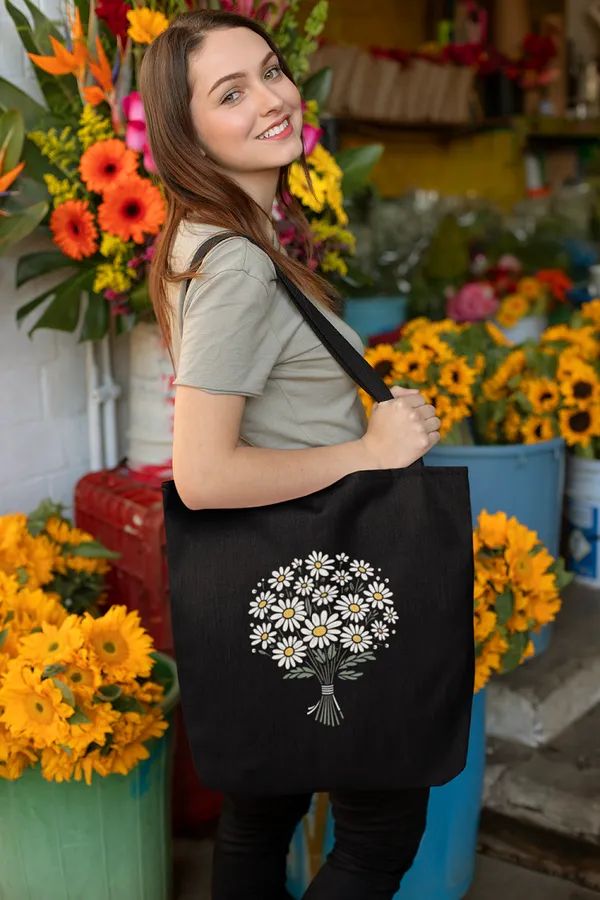 Black_Canvas_Flower_Tote_Bag_With_Zipper_And_Pocket