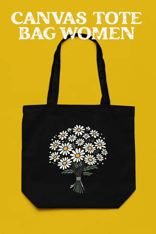 Black_Canvas_Flower_Tote_Bag_With_Zipper_And_Pocket