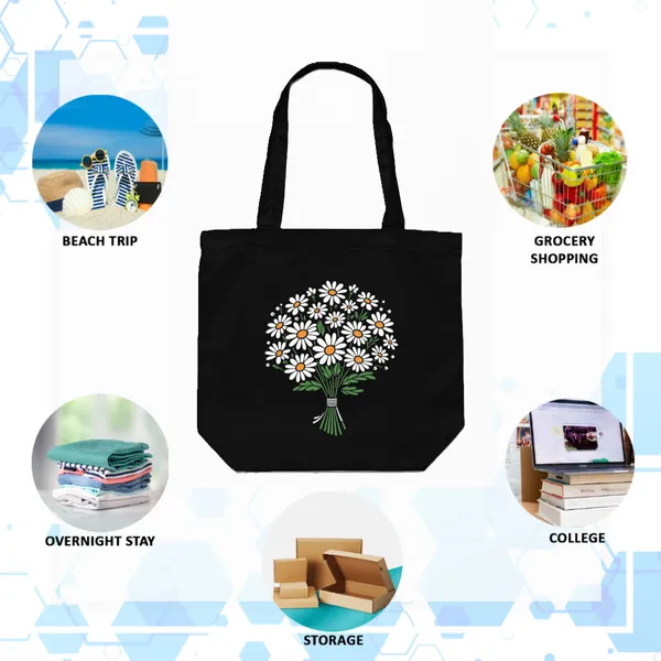 Black_Canvas_Flower_Tote_Bag_With_Zipper_And_Pocket