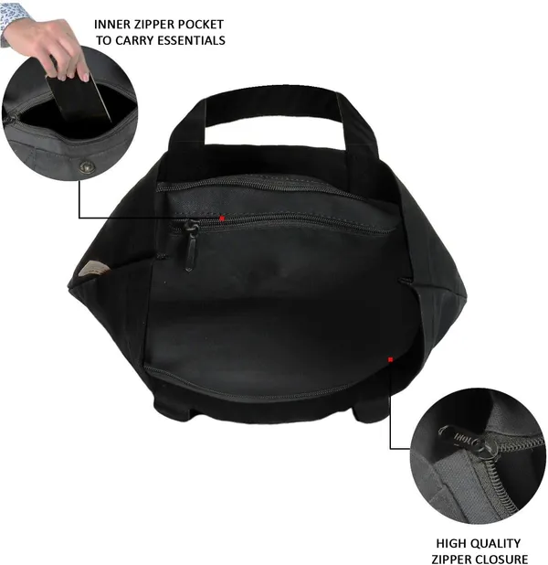 Black_&_White_Canvas_Abstract_Design_Tote_Bag_With_Zipper_And_Pocket