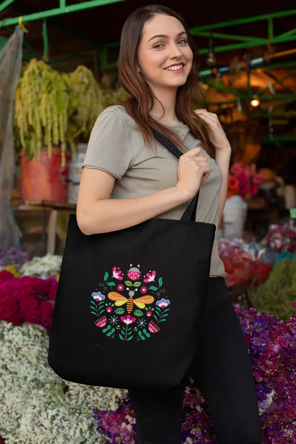 Black_Canvas_Butterfly_Tote_Bag_With_Zipper_And_Pocket
