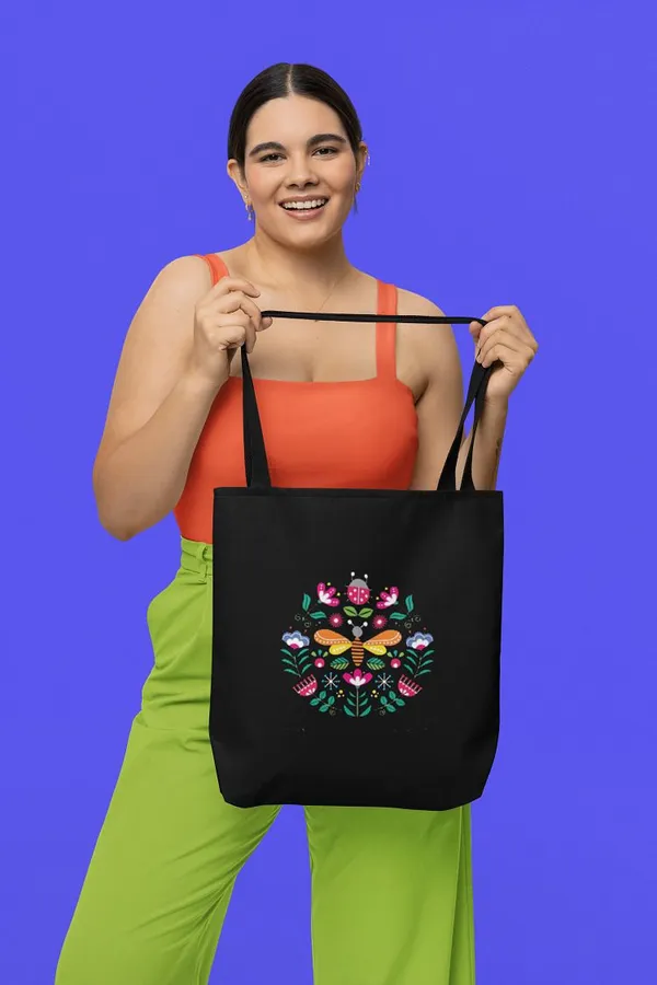 Black_Canvas_Butterfly_Tote_Bag_With_Zipper_And_Pocket