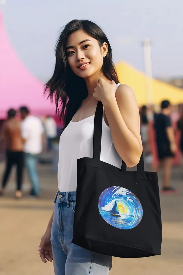 Black_Canvas_Ocean_Tote_Bag_With_Zipper_And_Pocket