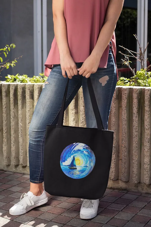 Black_Canvas_Ocean_Tote_Bag_With_Zipper_And_Pocket