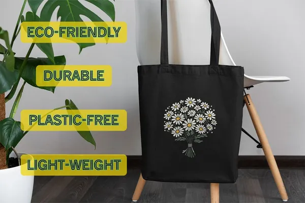 Black_Canvas_Flower_Tote_Bag_With_Zipper_And_Pocket