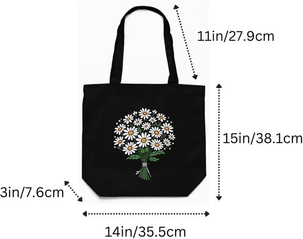 Black_Canvas_Flower_Tote_Bag_With_Zipper_And_Pocket
