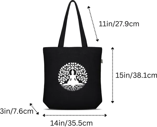 Black_&_White_Buddha_Tote_Bag_With_Zipper_And_Pocket