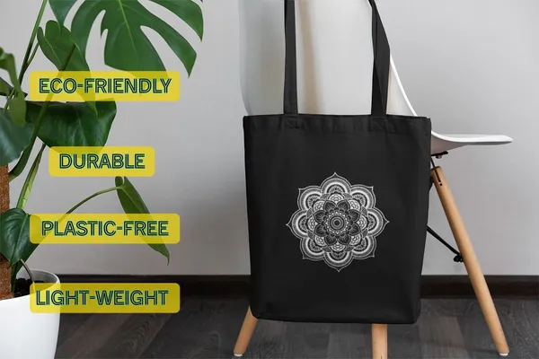 Black_Canvas_Abstract_Design_Tote_Bag_With_Zipper_And_Pocket
