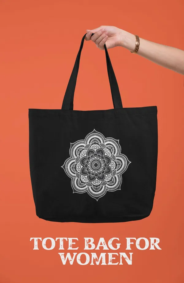 Black_Canvas_Abstract_Design_Tote_Bag_With_Zipper_And_Pocket