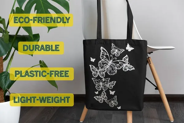 Black_Canvas_Butterfly_Tote_Bag_With_Zipper_Pocket