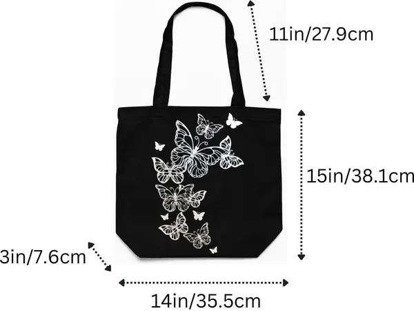 Black_Canvas_Butterfly_Tote_Bag_With_Zipper_Pocket