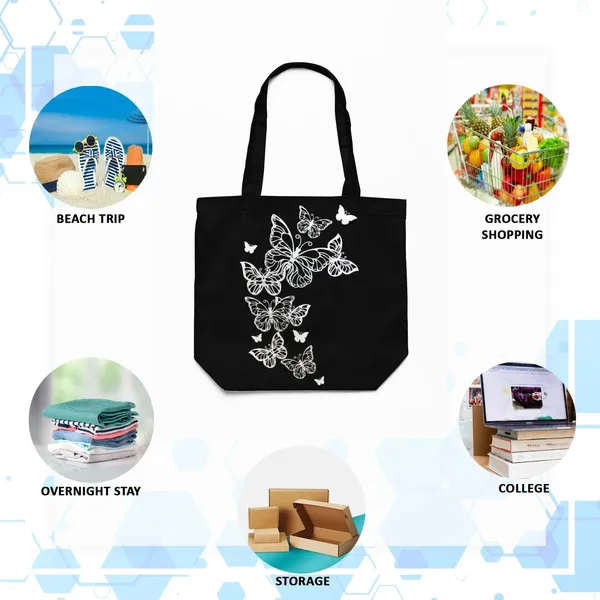 Black_Canvas_Butterfly_Tote_Bag_With_Zipper_Pocket